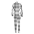 thumbnail image 3 of QUYUON Blazer Business Suit Set Women Suits Plaid Print Work Pant, Long Sleeve Collared Open Front Blazer Jacket Pocket Blazer and Pants Set 2 Piece Outfits O-White XL, 3 of 5
