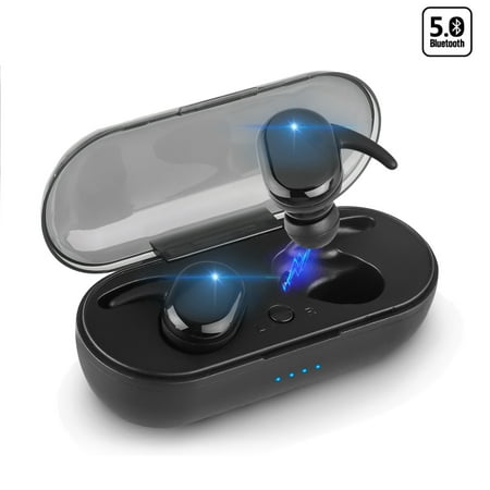 TSV Universal TWS Bluetooth 5.0 Wireless Earbuds with Large Capacity Charging Case & Mic, IPX7 Water-Proof, Touch Control, Auto Pair,  HD Stereo Sound, in-Ear Handsfree Earphones Fit for iOS Android