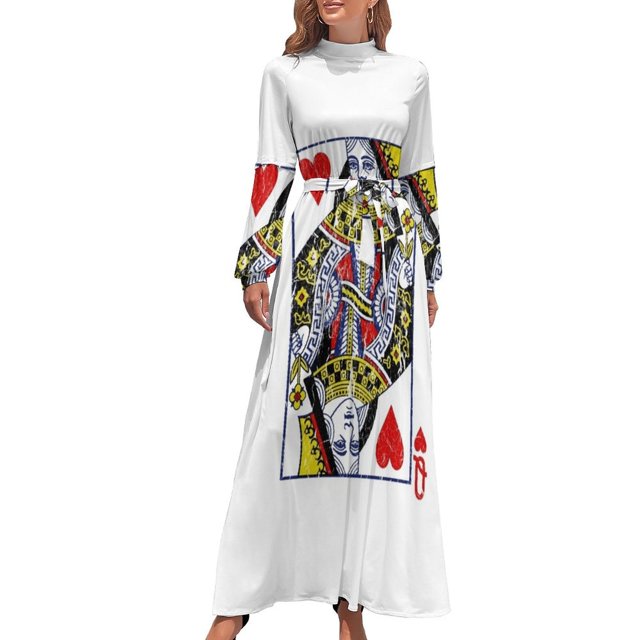 Vestido largo con naipes de corazones vestidos de cóctel vestidos para mujer 2024