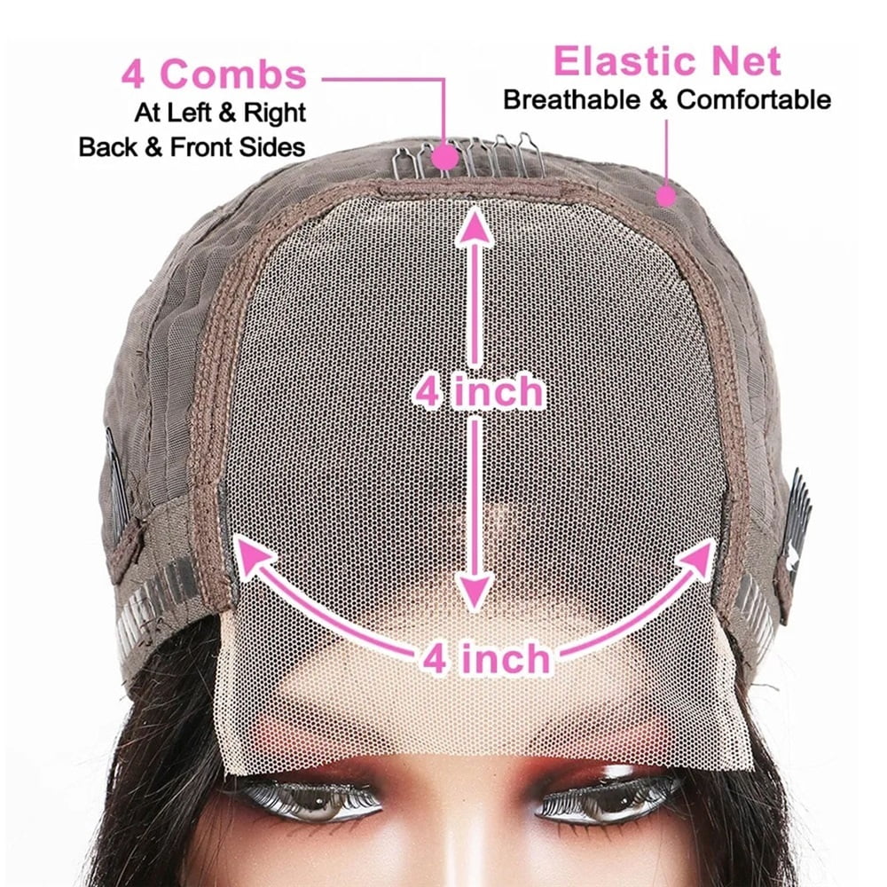 180 Density Highlight Short Bob Human Hair Wig 4×4 Lace Frontal Wig for Black Women Pre Plucked Indian Hair Straight Wig