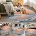 thumbnail image 6 of Summer Beach Sunset Landscape Round Living Room Rugs 8 ft, Coastal Ocean Red Cloud Sky Wave Washable Large Area Rug with Non-Slip Sturdy Edge Binding Round Carpet for Dining Room Kitchen Office, 6 of 9