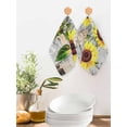 thumbnail image 2 of Sunflowers Kitchen Dish Towels for Drying Dishes Set of 2, Botanical Floral Farmhouse Retro Wood Grain Waffle Weave Microfiber Hand Tea Bathroom Towels Quick Dry & Absorbent Towel 12x12, 2 of 7