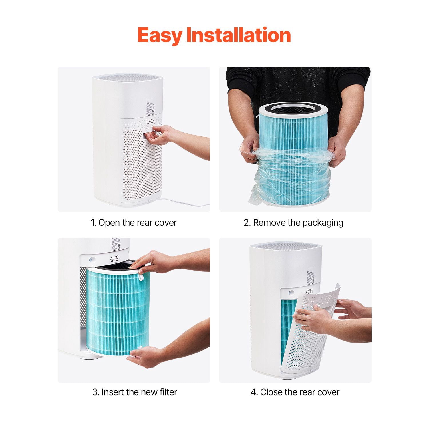 Replacement Air Purifier Filter, H13-Grade 3-Layer Filtration, Pre-Filter + HEPA + Activated Carbon, Captures 99.97% Dust Pollen Allergens for Home Purifiers