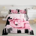 thumbnail image 2 of Manfei Black Pink Ombre Queen Comforter Set 3 Pieces for Girls, Bow Knot Monogrammed Bedding Sets, Personalized Letter G Bedding Comforter Set, Super Cozy Room Decor, 2 of 8