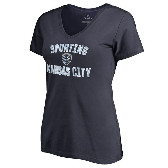 Women's Navy Sporting Kansas City Victory Arch V-Neck T-Shirt