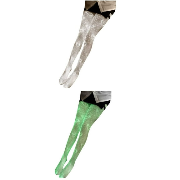 Ovbmpzd Women's Green Tights Shiny Fishnet Ripped Pantyhose Funky Fluorescence Shimmer Leggings Tights for Women