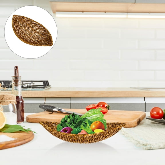 ibasenice Woven Fruit Imitation Rattan Storage Basket for Coffee Table and Home Organization