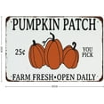 thumbnail image 2 of Metal Tin Sign Welcome to Our Pumpkin Patch Farmhouse Tin Sign Metal Aluminum Sign Vintage Wall Decor Retro Poster for Bars Restaurants Cafes Pubs Home Decoration 12"x16", 2 of 5