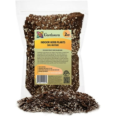 Gardenera Soil Mixture for Indoor Herb Planters - Specially Blended Soil Mixture for Planting and Growing Indoor Kitchen Herbs Indoors, Indoor Herb Garden, Herb Growing Soil Mixture - 2 Quart Bag