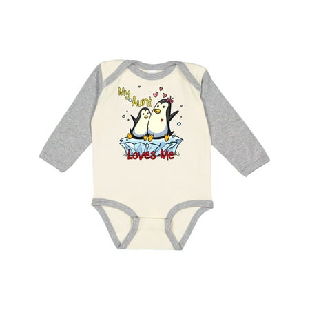 

Inktastic My Aunt Loves Me Penguin Boys or Girls Long Sleeve Baby Bodysuit