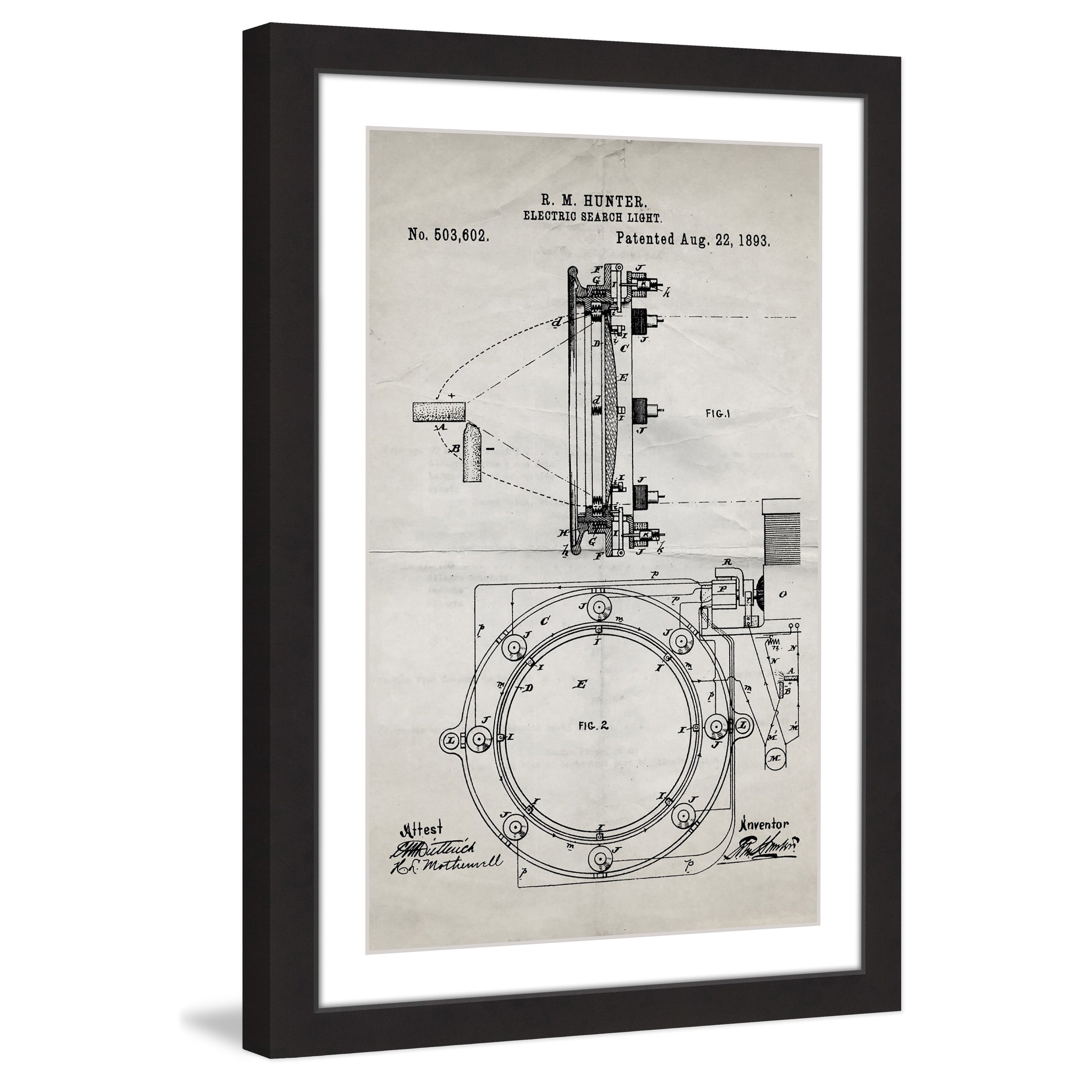 "Searchlight 1893 Old Paper" Framed Painting Print