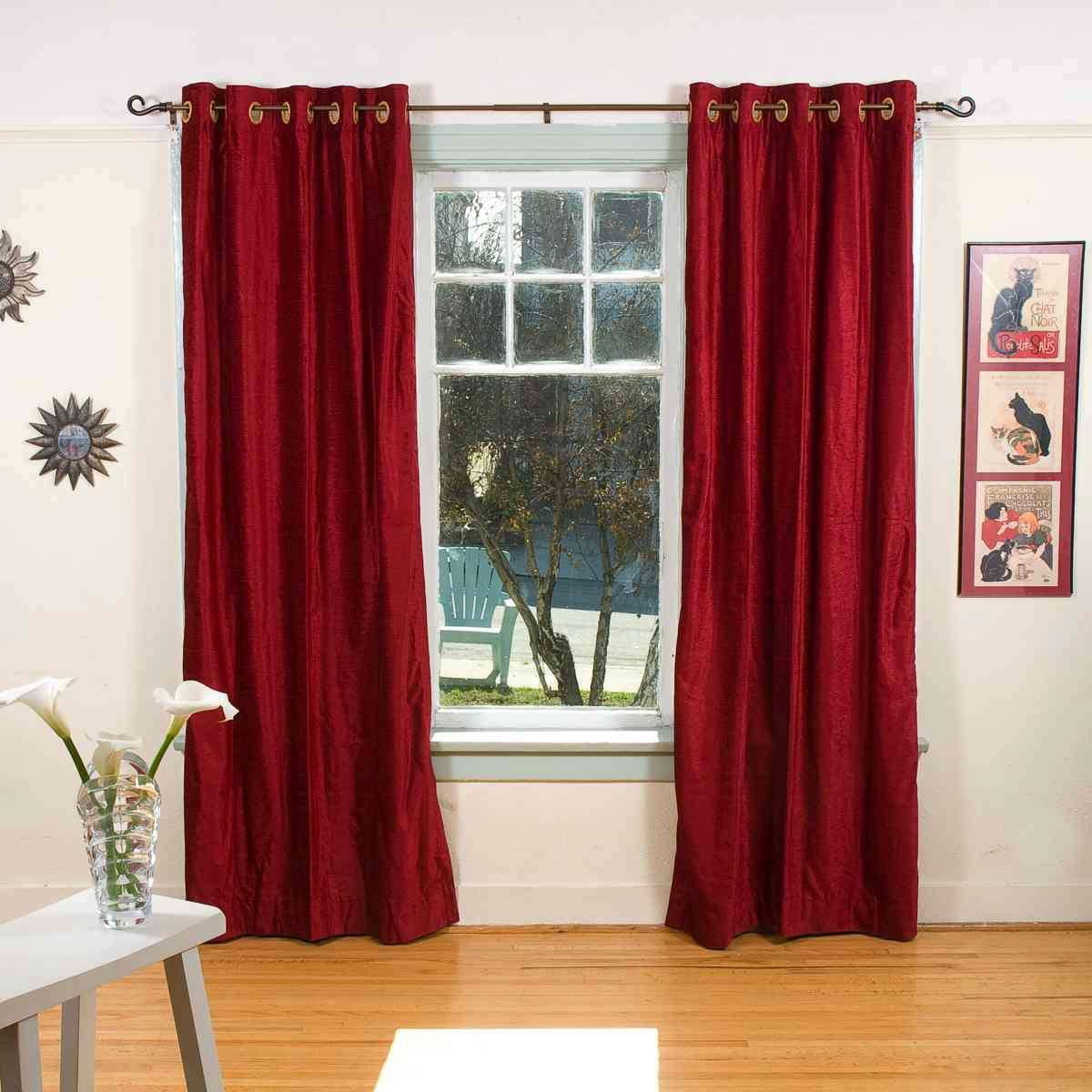 Burgundy 72" Long Velvet Curtain Panel w/Metal Grommet Top Eyelets Window Drapes 