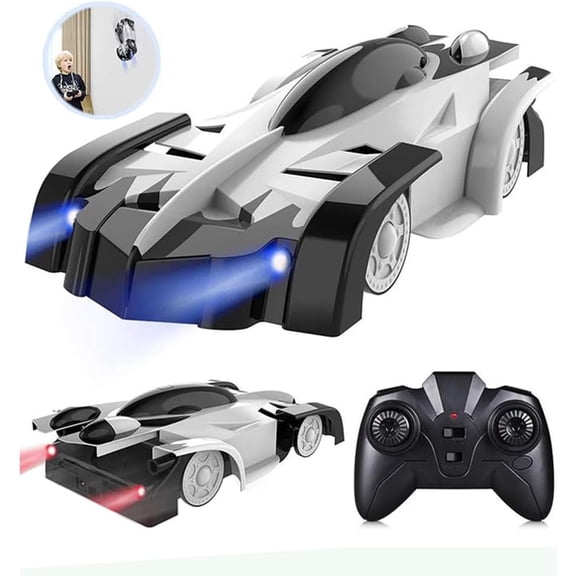 Electric Remote Control Wall Climbing Wireless RC Car Toy, 360 Degree Rotation Stunt Cars Toy for 4 5 6 7 8 9 10 11 12 Years Old Boys Kids, Silver