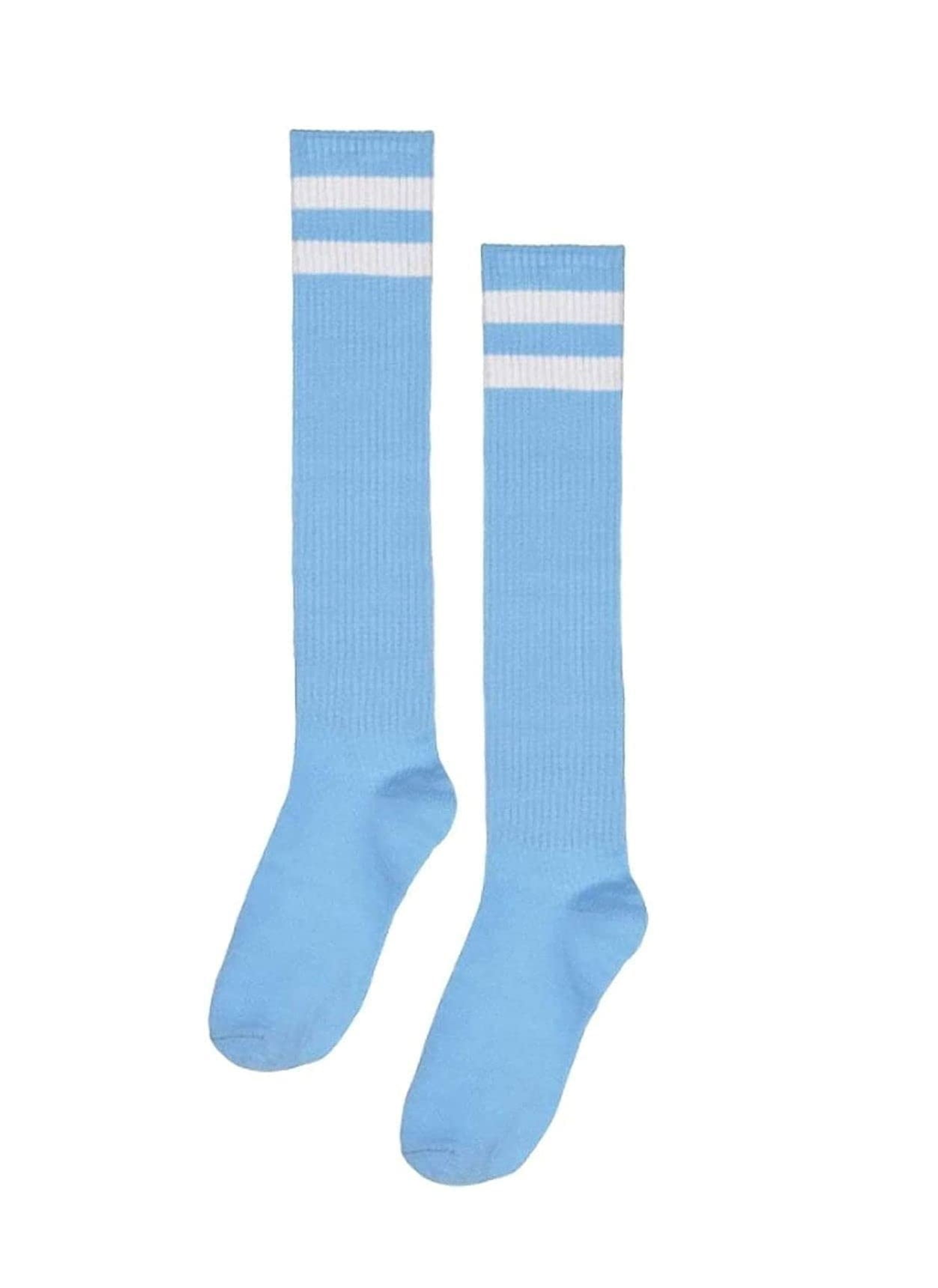 Amscan 395892.87 Light Blue Knee High Socks with White Stripes, 19