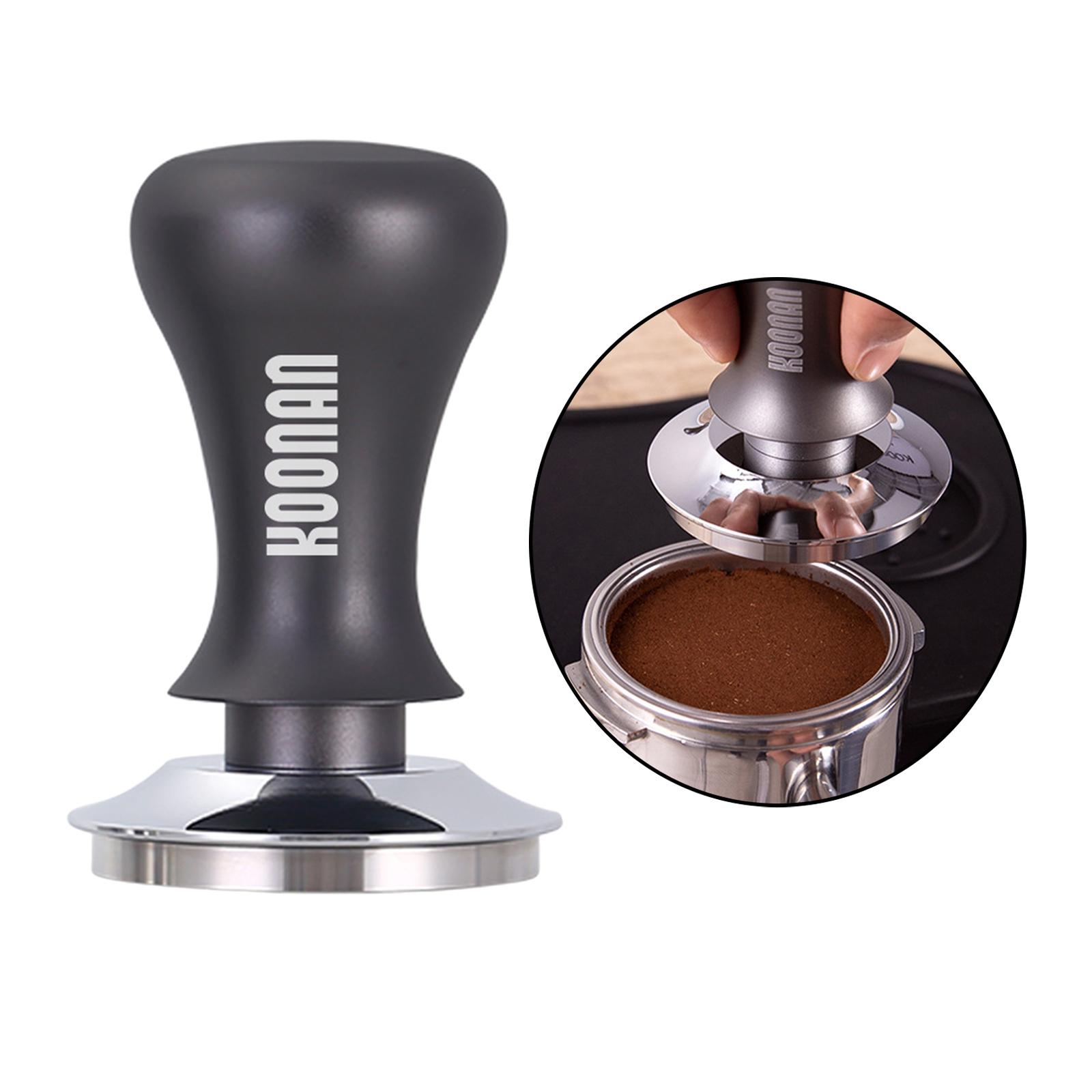 Espresso Tamper Calibrated Pressure for Coffee Machine Accessories Tool,  Refined Handle, Stainless Steel Flat Base 53mm Black 