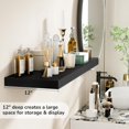 thumbnail image 6 of Floating Shelves - 2 Pack 12 Inch Rustic Wooden Wall Shelves - Extra Deeper & Thicker Wall Mounted Storage Shelf for Living Room, Kitchen, Farmhouse - 36" W x 12" D x 1.8"H - Rustic Black, 6 of 14