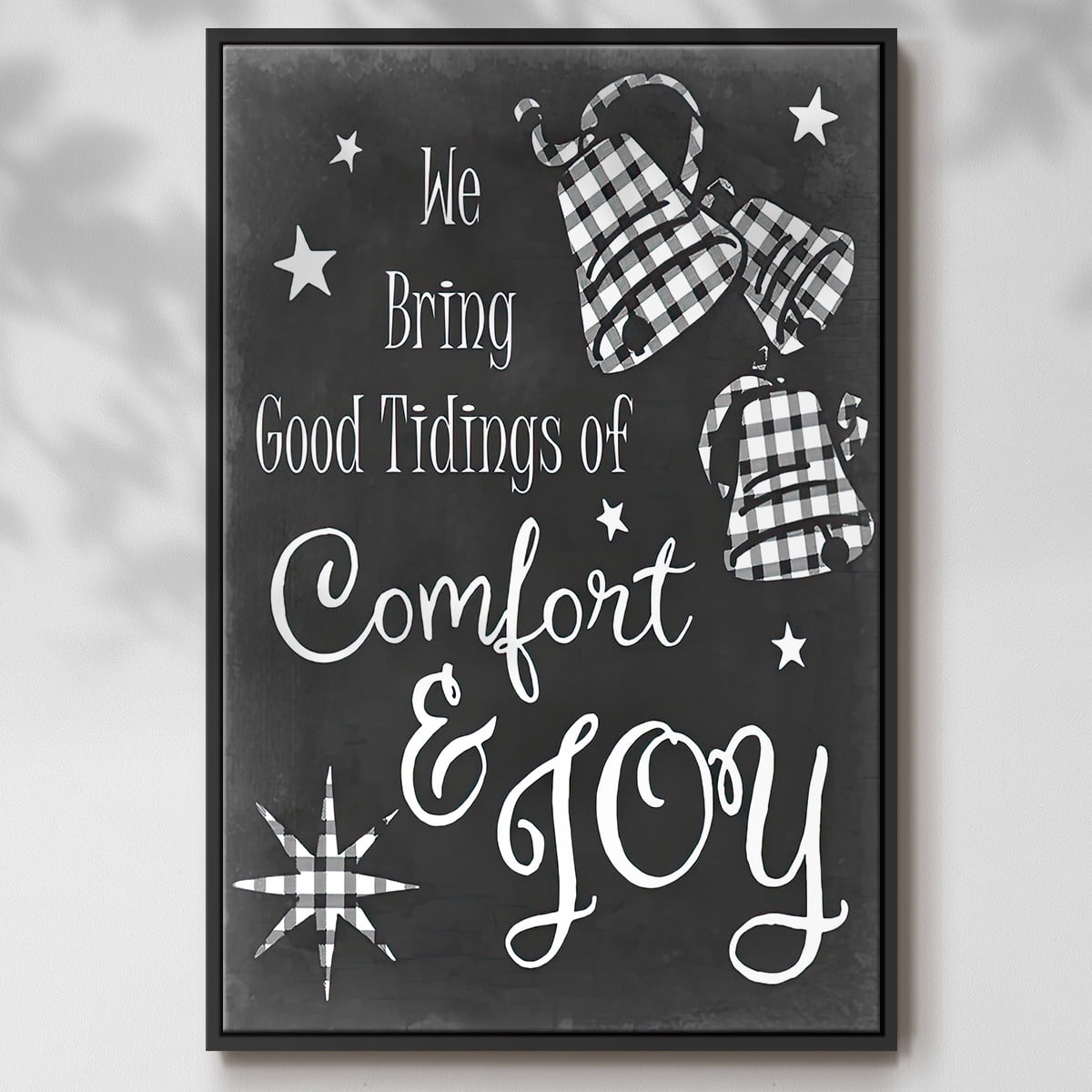 Comfort and Joy - Framed Gallery Wrapped Holiday Canvas - 17 x 25 - Black Frame