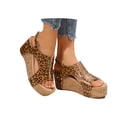 thumbnail image 2 of MKLEKYY Sandalias de Plataforma para Mujer, Sandalias de Cuña Con Plataforma de Cuero A La Moda de Verano para Mujer, Zapatos Sin Temperamento, 2 of 4