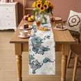 thumbnail image 2 of Vintage Map Table Runner 72 Inches, Teal Flowers Color Block Abstract Bed Runner Dresser Scarves Tabletop for Indoor Outdoor Parties/Ceremony/Banquet, 18" x 72", 2 of 8