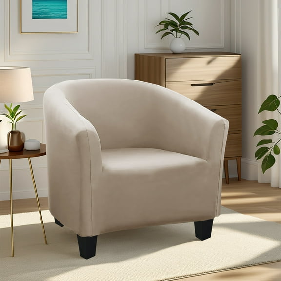 Stretch Barrel Chair Slipcover, Elastic Armchair & Club Chair Cover, Removable Furniture Protector for Living Room & Bedroom