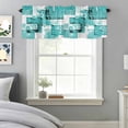 thumbnail image 4 of Boho Abstract Geometric Texture Valances for Windows,Kitchen Valance Rod Pocket Short Curtain, Summer Leaves Turquoise Valance Curtain Window Valances for Bedroom Bathroom Living Room 60x18in, 4 of 9