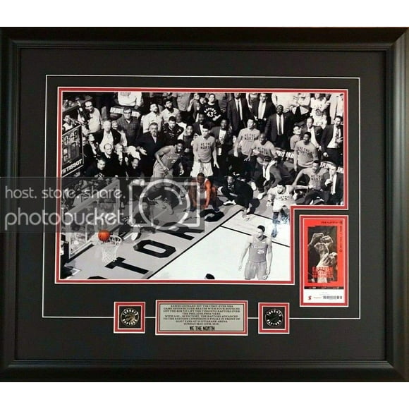 Toronto Raptors Kawhi Leonard Game 7 Buzzer Beater Shot in Black & White 22x26 Picture Framed with Game 7 Ticket