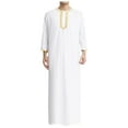 thumbnail image 1 of XDZJLR Mens T Shirts Embroidered Robe Muslim Arab Hui Solid Color Ribbon Robe Dubai Travel Robe Shirts for Men, 1 of 7