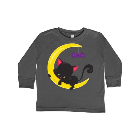 

Inktastic Black Cat Cat On The Moon Bat Halloween Gift Toddler Boy or Toddler Girl Long Sleeve T-Shirt