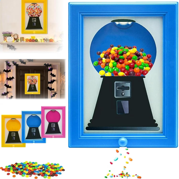 Candy Dispenser Picture Frame, Handy Wall Candy Frame, Wall Mounted Candy Dispenser For Candies, Nuts, Dog & Cat Treats, Suitable for Birthday & Holiday Gifts (Blue)