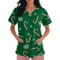 thumbnail image 5 of Hearthz Christmas Scrub Tops Woman Plus Size Stretch Scrub Top for Woman V Neck Short Sleeve Nurse Uniforms with Pockets S-5xl, 5 of 5