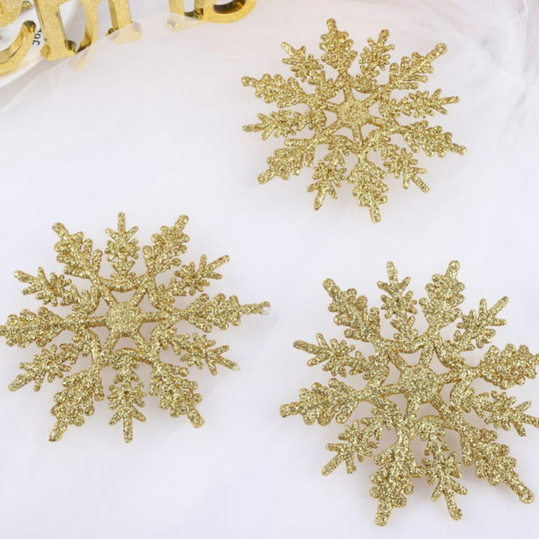40Pcs Silver Christmas Glitter Snowflake 4 Inches Large Christmas Ornaments  Snowflakes,Snowflake Hanging Christmas Tree Decorations for Holiday