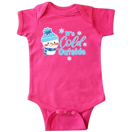 

Inktastic It s Cold Outside with Cute Snowman and Snowflakes Gift Baby Boy or Baby Girl Bodysuit