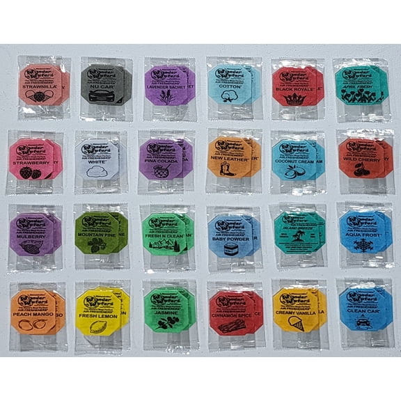 Wonder Wafers Car Air Freshener Wafers Variety Pack of 48 - Individually Wrapped Car Air Fresheners - 24 Scents Car Fresheners (48 Pack 24 Scents)