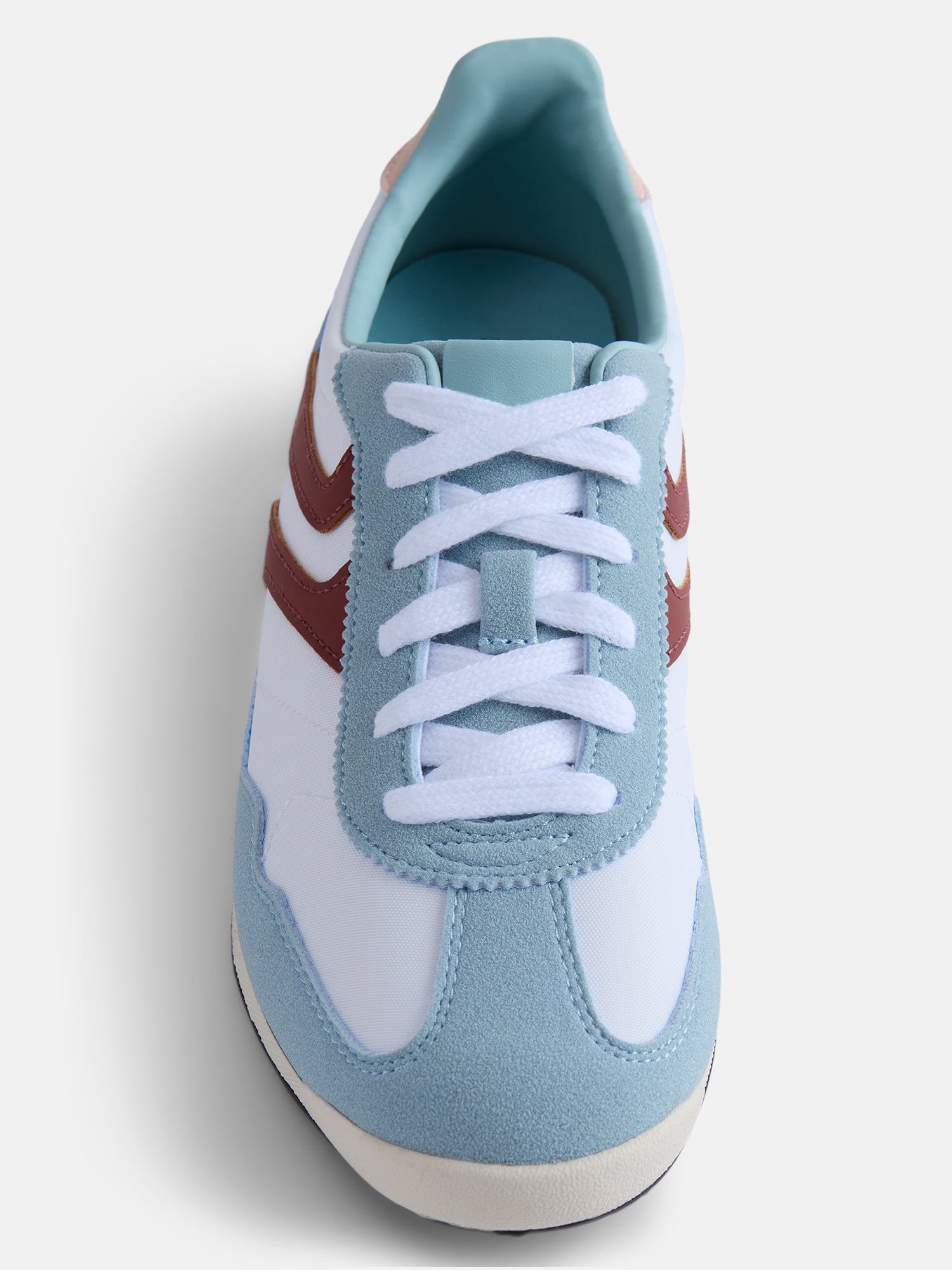 No Boundaries Women's Faux Leather and Suede Retro Inspired Lace Up Sneakers