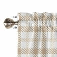 thumbnail image 4 of Kitchen Valances for Window, Farmhouse Pastoral Khaki Tartan Plaid Light Filtering Rod Pocket Valance Curtain, Chic Lattice &nbsp;Short Curtains Window Topper for Bedroom Bathroom Living Room 54x18in, 4 of 8