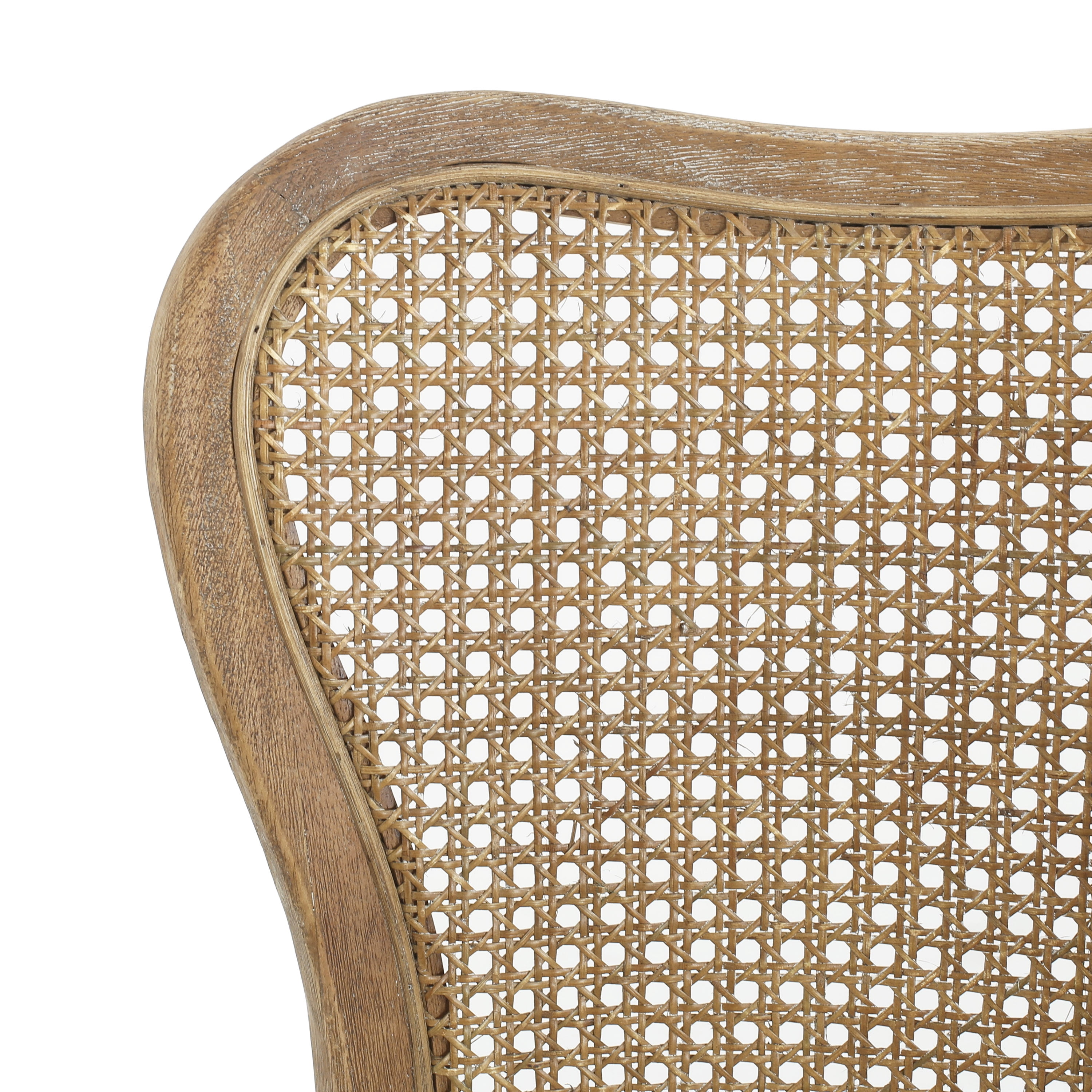 GDF Studio Vintage-Inspired Dining Chair with Cane Backrest, Upholstered Seat, and Durable Rubberwood Frame, Set of 2