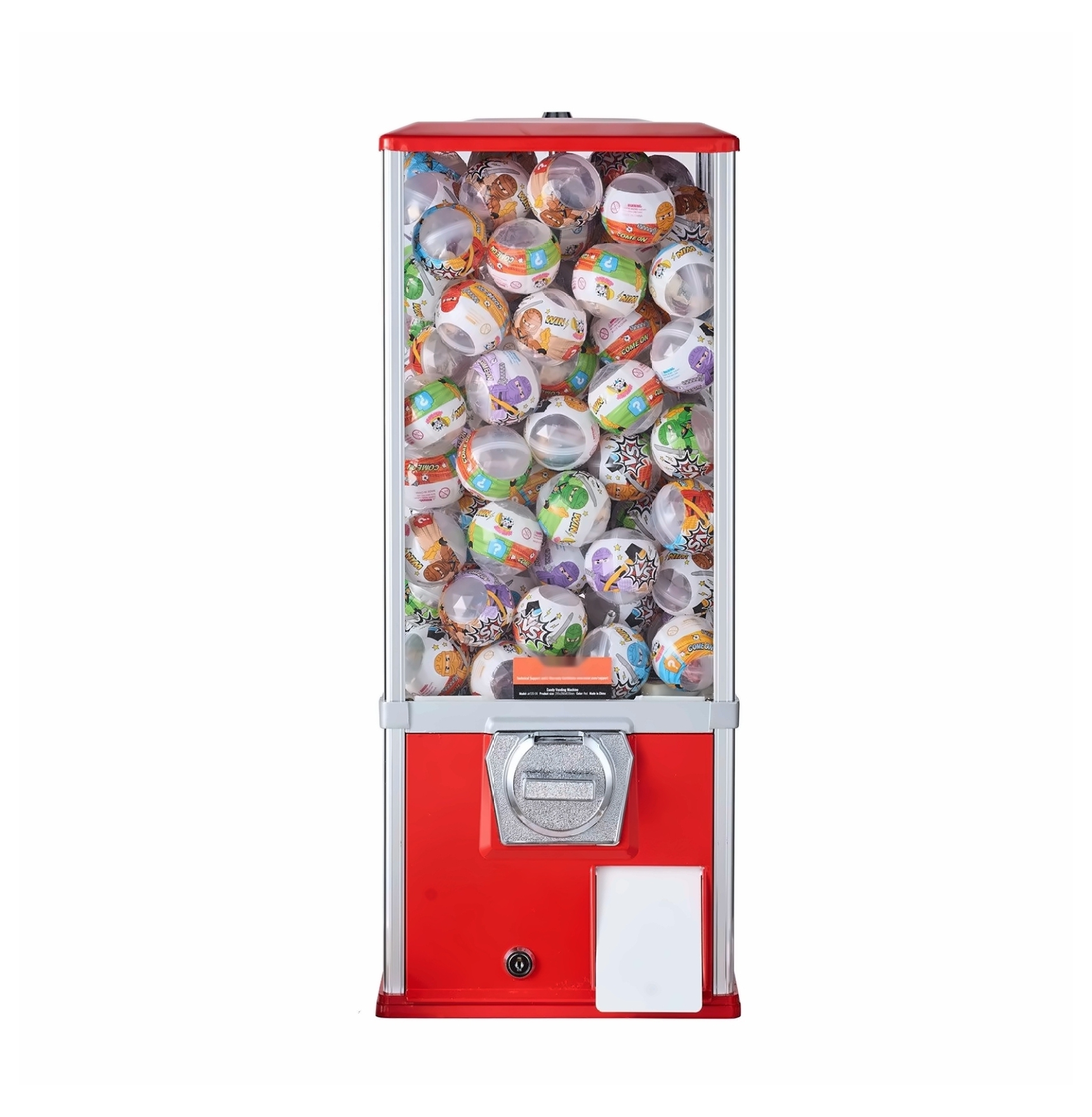 Gumball Machine for Kids, 25" Vending Machine, Capsule Toy Dispenser, Holds 230, Coin Operated, Red