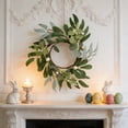 thumbnail image 6 of HuiXinOu 9.8in Spring Floral Wreath with Artificial Green Leaves Small Decorative Garland for Indoor Outdoor Party Wall Candlestick Table Decor, 6 of 7