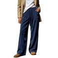 thumbnail image 2 of Women's Casual Wide Leg Dress Pants Flattering High Waisted Pleated Flare Trousers with Adjustable Drawstring for Daily Wear, 2 of 7