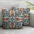 thumbnail image 3 of Qinduosi Mandala Throw Pillow Case Blue Orange Vintage Paisley Ethnic Flower Pillow Cover Decorative Square Accent for Sofa Chair White, 3 of 5
