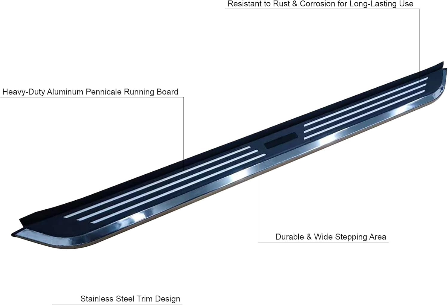 Black Horse Pinnacle Running Boards Black & Silver Compatible with 2020-2024 Toyota Highlander-PIT2073