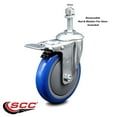 thumbnail image 2 of 5 Inch SS Blue Polyurethane 10mm Threaded Stem Caster with Total Lock Brake, 2 of 2
