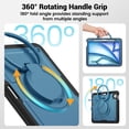 thumbnail image 5 of Case for iPad Air 11 inch M3 2025/M2 2024 (7th/6th Gen) with 360 Rotating Stand, Shoulder Strap, Heavy Duty Shockproof Cover, Navy Blue, 5 of 7