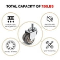 thumbnail image 2 of Black 5 Pieces Office Chair Caster Wheels 360° Rotation for Gaming Chairs, Swivel Caster Double Wheel Design, 2 of 4