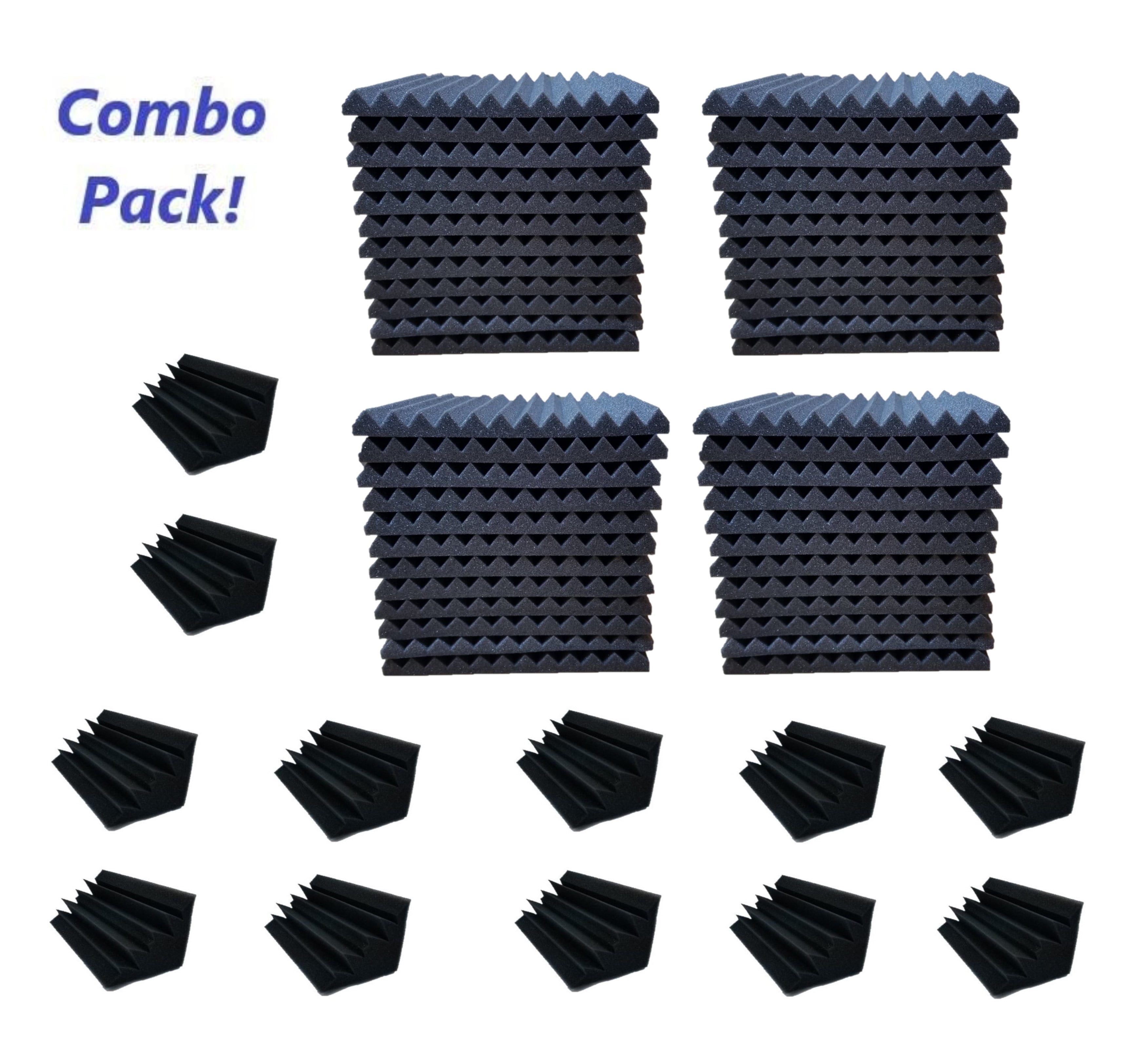 BLACK Arrowzoom New 12 Pack of 4.7 in X 4.7 in X 9.4 in Black Soundproofing Insulation Bass Trap Acoustic Wall Foam Padding Studio Foam Tiles AZ1133