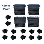 Bookishbunny Black Combo Pack 48 Acoustic Foam Tiles & 12 Bass Trap Panel Studio Soundproofing Wall Tiles