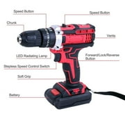 21V Power Drill Cordless Drill, Hammer Drill Cordless with 27 Pcs Accessories, 25+1 Variable Speed Trigger 3/8 Keyless Chuck 1200mAh Lithium-Ion Battery & Toolboxes, Drill Kit for Home