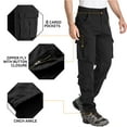 thumbnail image 3 of POENTAB Cargo Pants for Men Ripstop Cotton Work Pants Regular Fit Utility Safety Workwear with 8 Pockets Black 29 (No Belt), 3 of 7