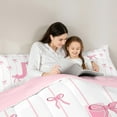 thumbnail image 5 of Castle Fairy Personalized Initial 3-Piece Full Size Comforter Sets,Pink Bow Bedding Comforter Set,Geometric Stripes Lightweight Bedding Sets,Lightweight Cartoon Room Decor,Reversible, 5 of 8