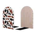 thumbnail image 2 of Lsque Brown Black Cow Printed Wood Bookends,Non-Skid Bookend for Shelves,Heavy Duty Support Bookends,Non-Slip Foam Pads for Office, Home, and Library,1 Pair, 2 of 8